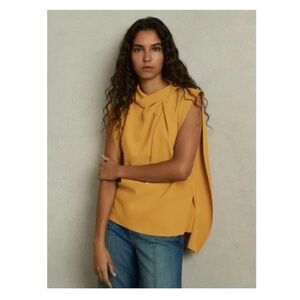 REISS cowl neck yellow Simone top